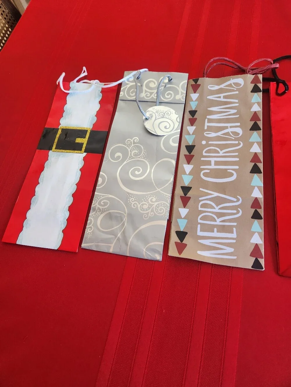 Holiday Red Gift Bags - Pack of Assorted Red Wine Gift Bags